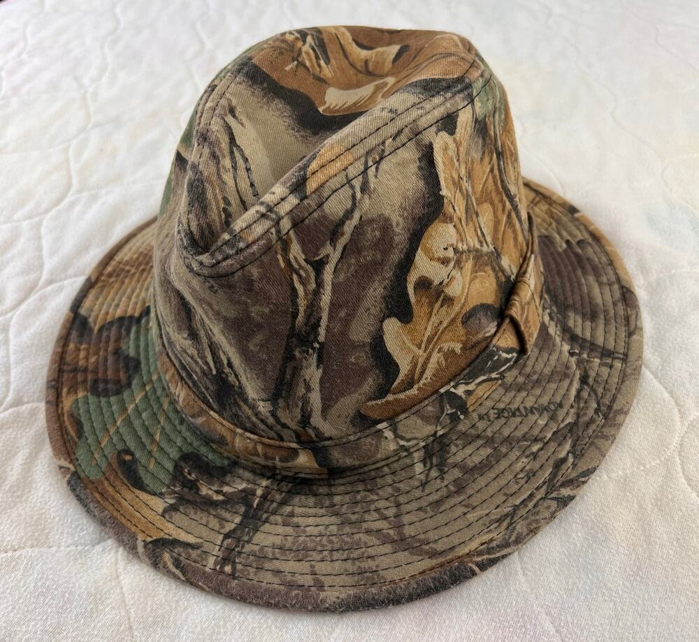 Vintage Advantage Camo Fedora Hunting Hat men's size Large camouflage